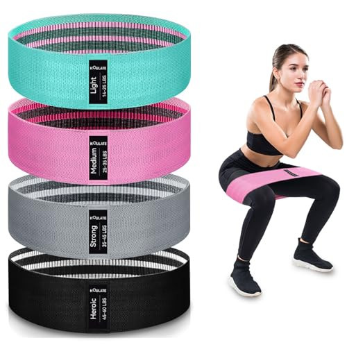 Exercise Bands, 4 Levels Fabric Resistance Bands for Working Out, Workout Bands Resistance for Women & Men, Multi-Colored Fabric Booty Bands for Leg Strength Training, Rehab, Yoga | Amazon (US)