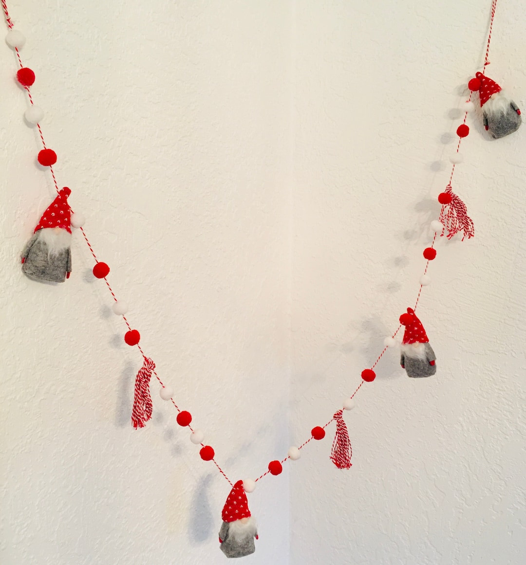 Scandinavian Nordic Decor Gnome Garland with PomPoms | Etsy (US)
