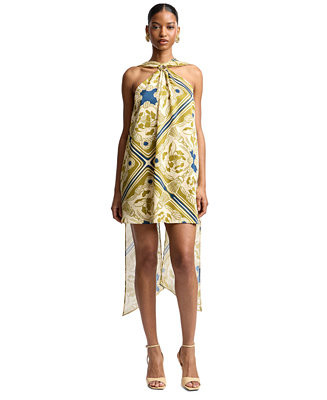 Women's Halter Scarf Print Swing Mini Dress | Macy's