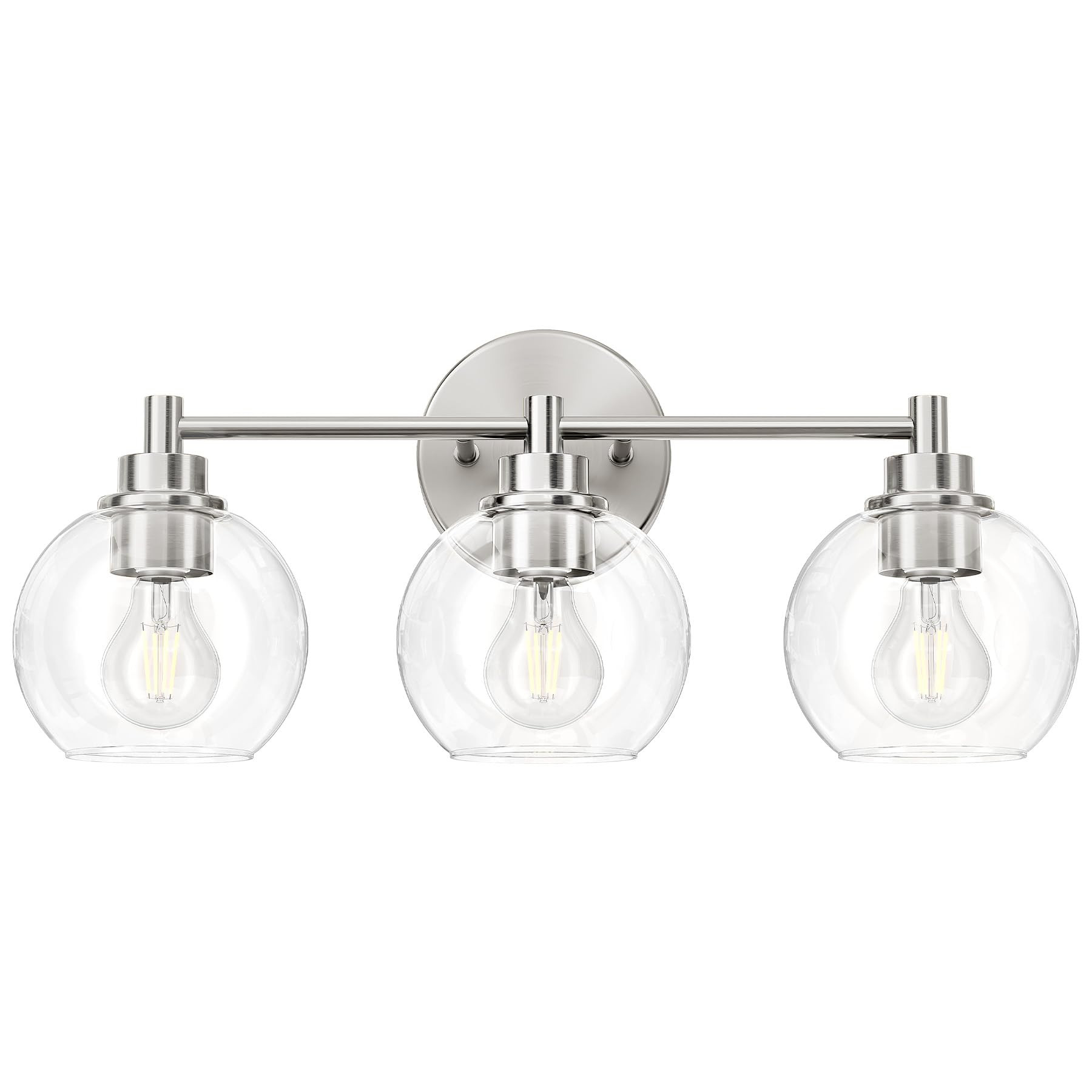 VONLUCE Bathroom Light Fixtures, 3-Light Vanity Light with Globe Glass Shades E26 Sockets, Bathro... | Amazon (US)