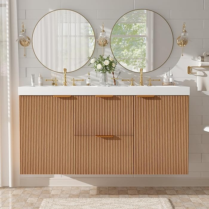 Merax 48" Bathroom Vanities Cabinet with Double Sinks Combo, Modern Floating Bathroom Vanity with... | Amazon (US)