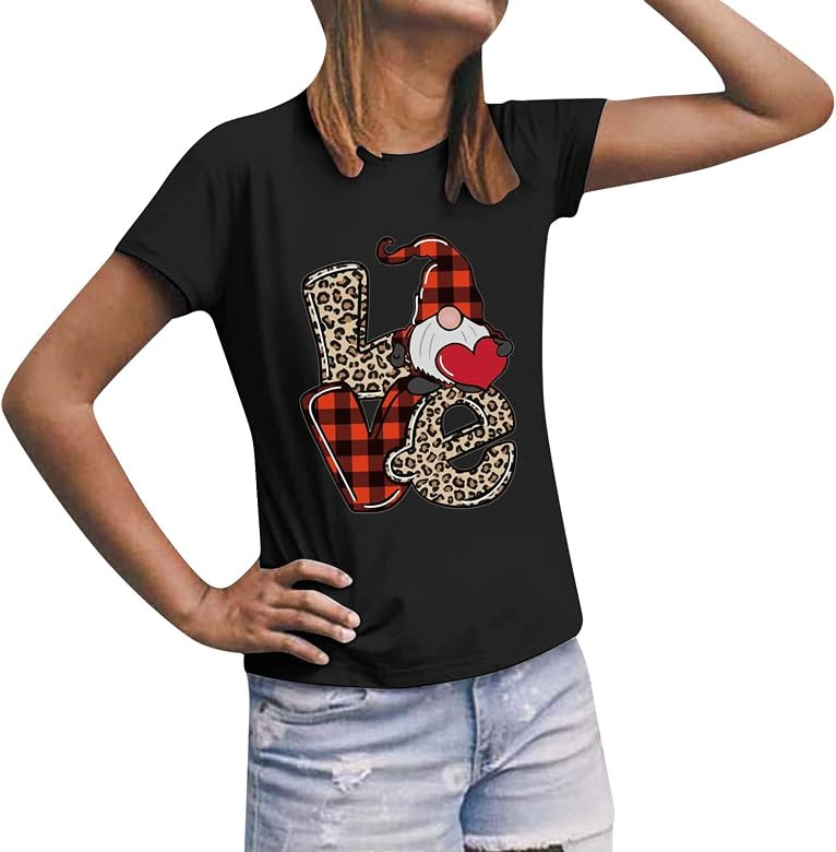 Plus Size Blouses Valentines Day Shirt for Women and Man Print Short Sleeve Tops Sweatshirt Women... | Amazon (US)