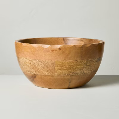 Medium Carved Edge Wood Bowl Mid Tone - Hearth & Hand™ with Magnolia | Target