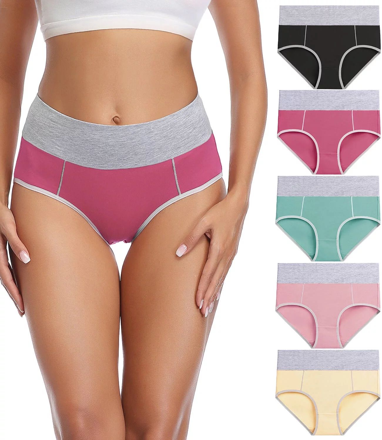 wirarpa Women's Cotton Underwear High Waist Briefs Panties Full Coverage Underpants 5 Pack Sizes ... | Walmart (US)