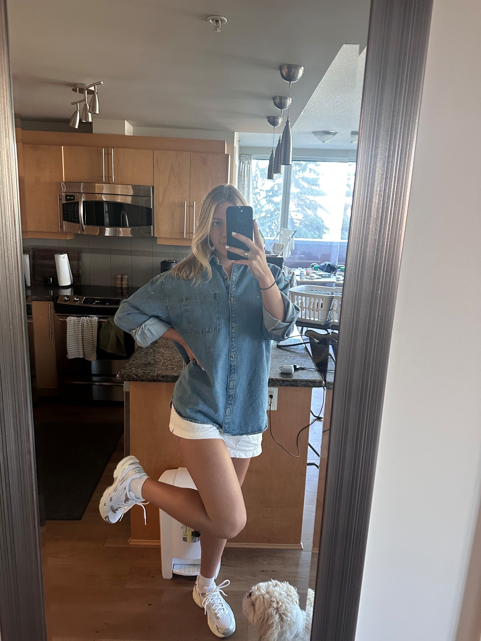 Jean shirt outfit #jeanshirt #linenshorts 

#LTKSeasonal #LTKFindsUnder100 #LTKStyleTip