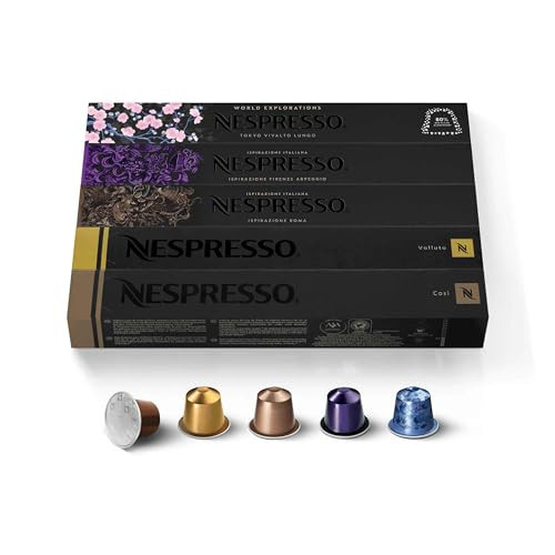 Nespresso Original Coffee Pods, 50 Mixed Pack - 10 Volluto, 10 Roma, 10 Cosi, 10 Vivalto and 10 Arpeggio Capsules for Nespresso Machines. Make Espressos, Cappuccino and Macchiato. Recyclable Pods | Amazon (UK)