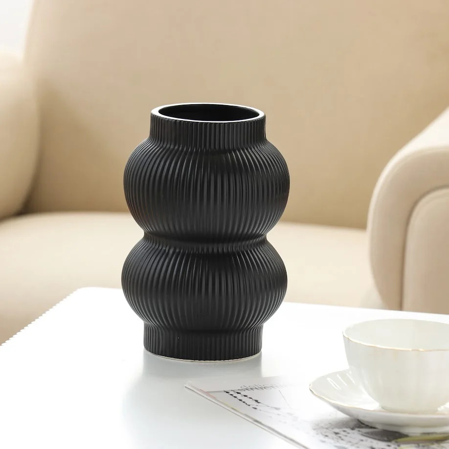 Home Décor Collection Black Ceramic Bubble Design 7.09" Tabletop Vase | Walmart (US)