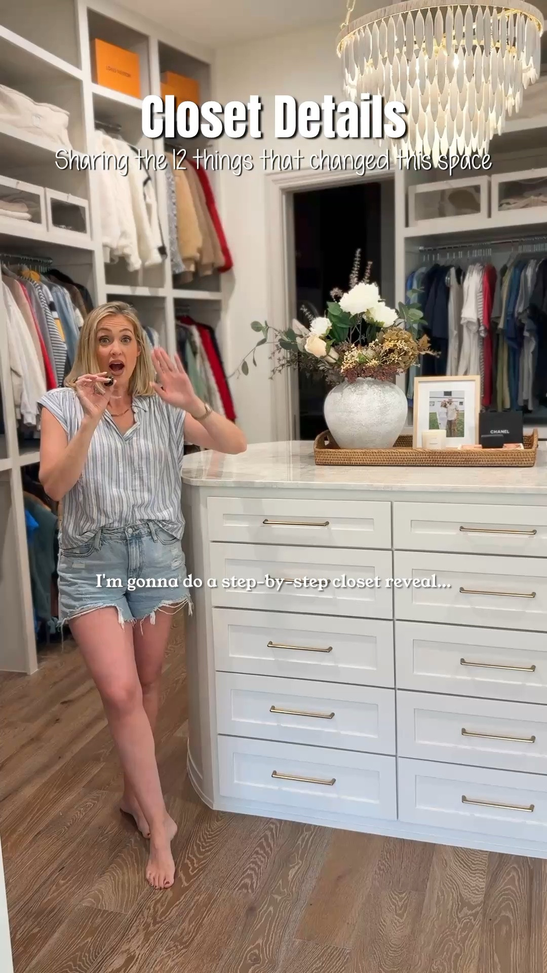 Master / Primary Closet Organization with the Container Store using 12 products.

Save this post for the full list:

Water Hyacinth Rolling Laundry Cart Natural
Underbed Zippered Storage Bag Natural x5
Cambridge Drop-Front Sweater Box Linen (Case of 4) x2
4-Section Luxe Acrylic Handbag Storage File
Slim Suit Hanger Clear (Case of 120) x3
Slim Suit Hanger Clear Pkg/40
Pant and Skirt Hanger Clear Pkg/3 x10
Large Drop-Front Shoe Box Clear Pkg/4 x2
Large Petal Water Hyacinth Bin Natural x6
Large Montauk Rattan Rectangular Bin Natural x6
Bin Clip Label Birch Pkg/3 x3
Belt Storage x2

Container Store: AD