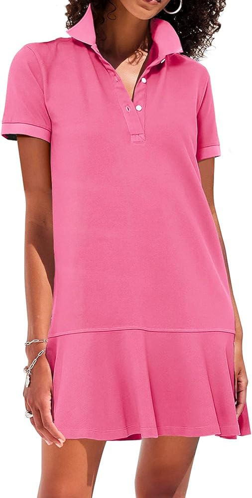 Polo Dress for Women Short Sleeve Ruffle Hem Golf Tennis Summer Mini Dresses | Amazon (US)