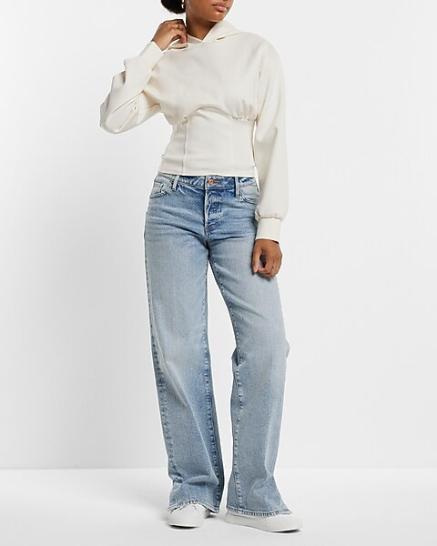Nylon Scuba Corset Hoodie | Express