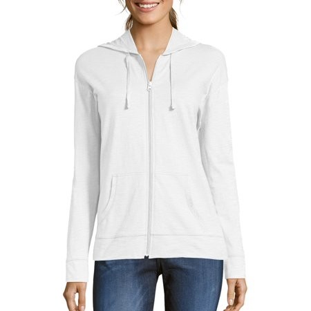 Women's Slub Jersey Cotton Full Zip Hoodie | Walmart (US)