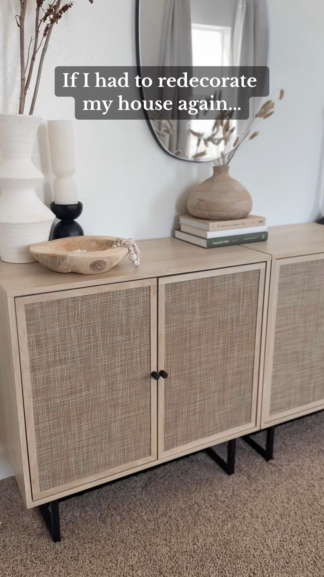 I’ve got a good mix of both. But I definitely could have saved some budget by knowing what I know now! This gorgeous rattan sideboard cabinet looks just like a PB one I had my eye on. The quality is still amazing and I love how this adds to my neutral home decor aesthetic but still feels classic and timeless too! 

#LTKHome