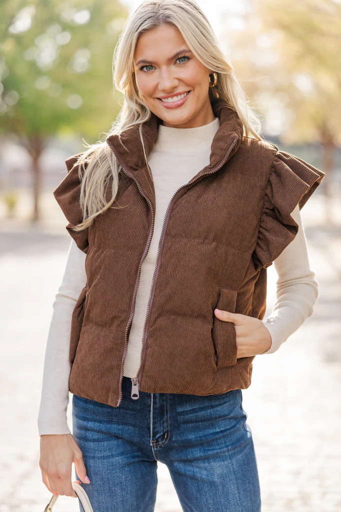 Build You Up Brown Corduroy Vest | The Mint Julep Boutique