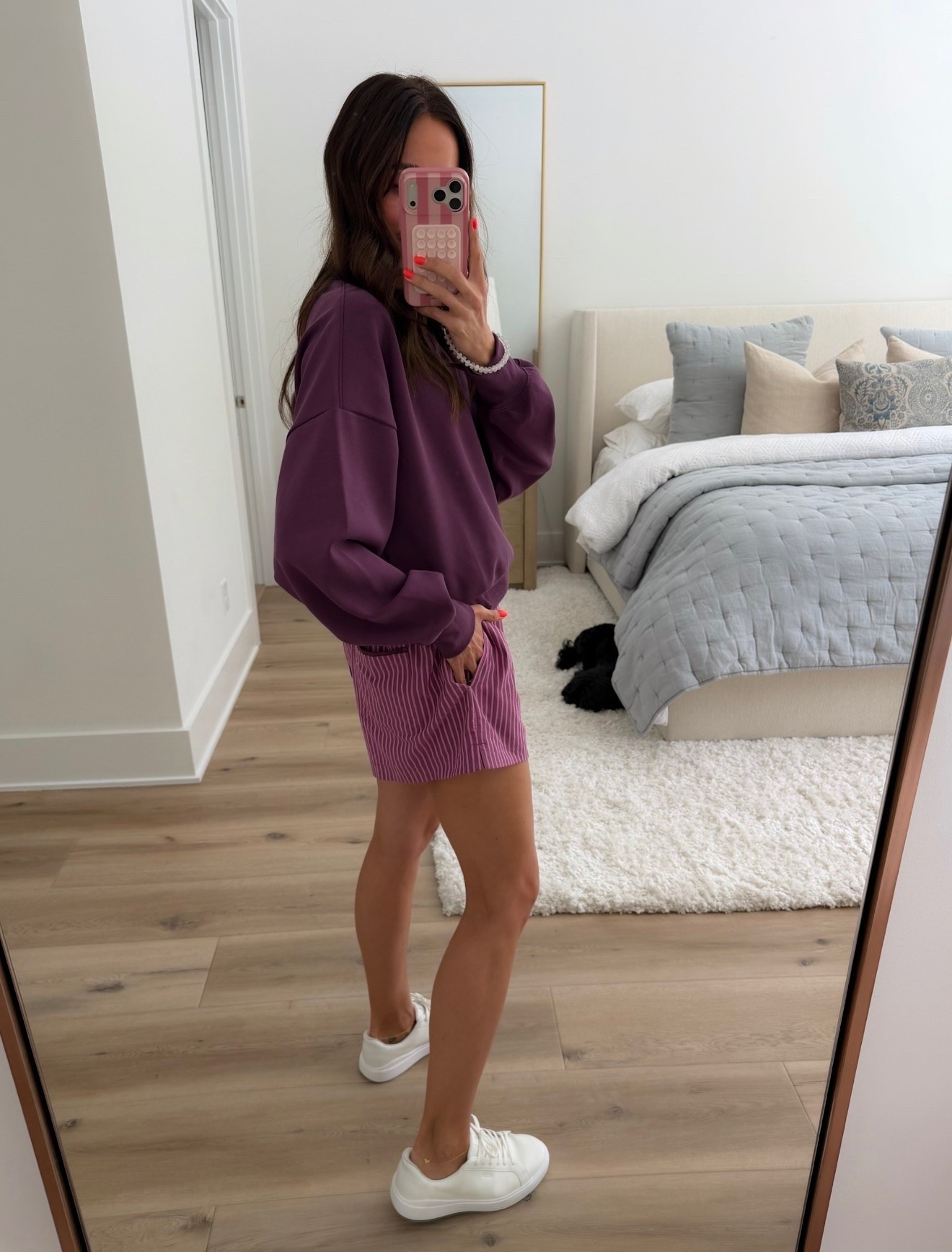 I love this mix of deep plum with the striped shorts. The oversized sweatshirt makes it cozy without feeling too heavy for these in between summer and fall days.

Size S

plum sweatshirt, striped shorts, casual outfit, transitional outfit, cozy sweatshirt, weekend style, sneakers, fall color palette, everyday outfit, annabrstyle

#LTKActive #LTKSaleAlert #LTKootd