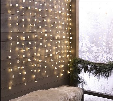 Snowball Curtain Rain String Lights | Pottery Barn (US)