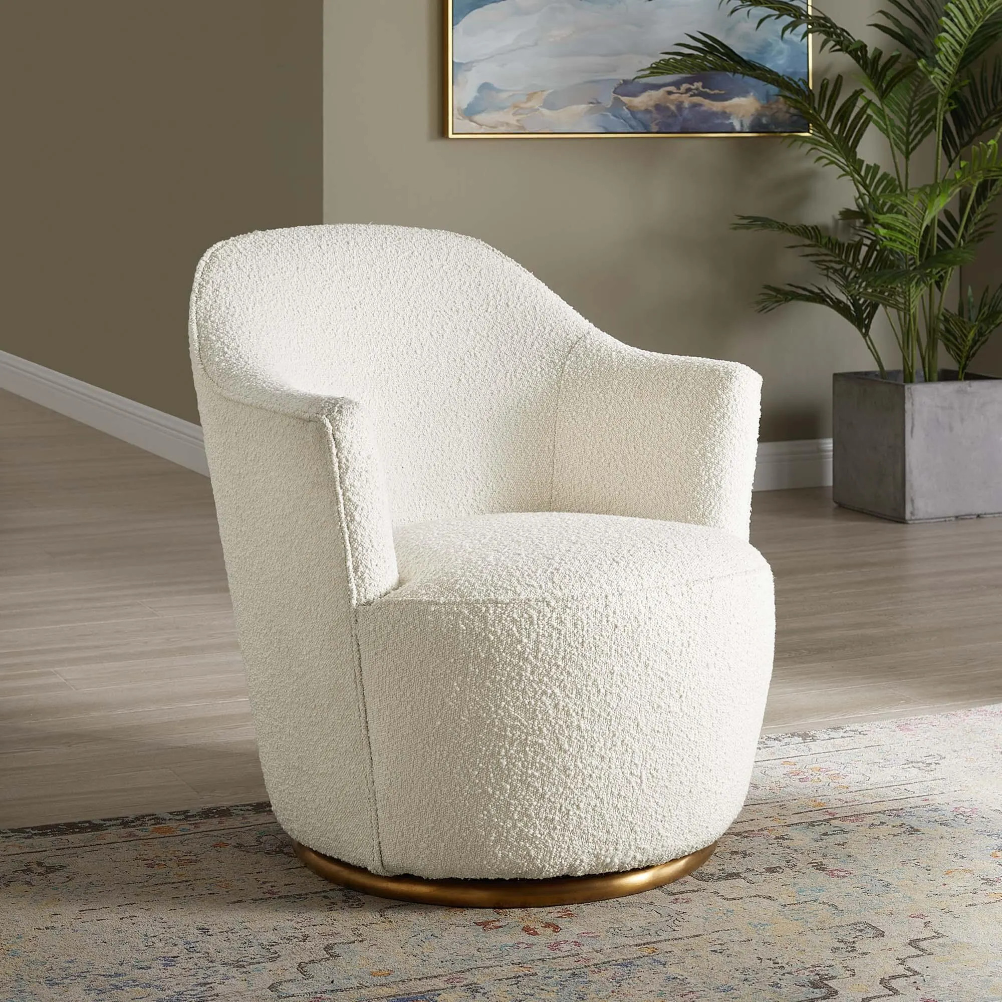 Modway Nora Swivel Accent Chair, White | Ashley