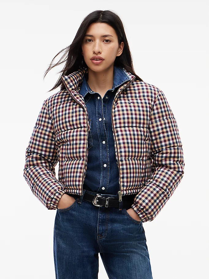 Check Cropped Relaxed Puffer Jacket | Tommy Hilfiger UK