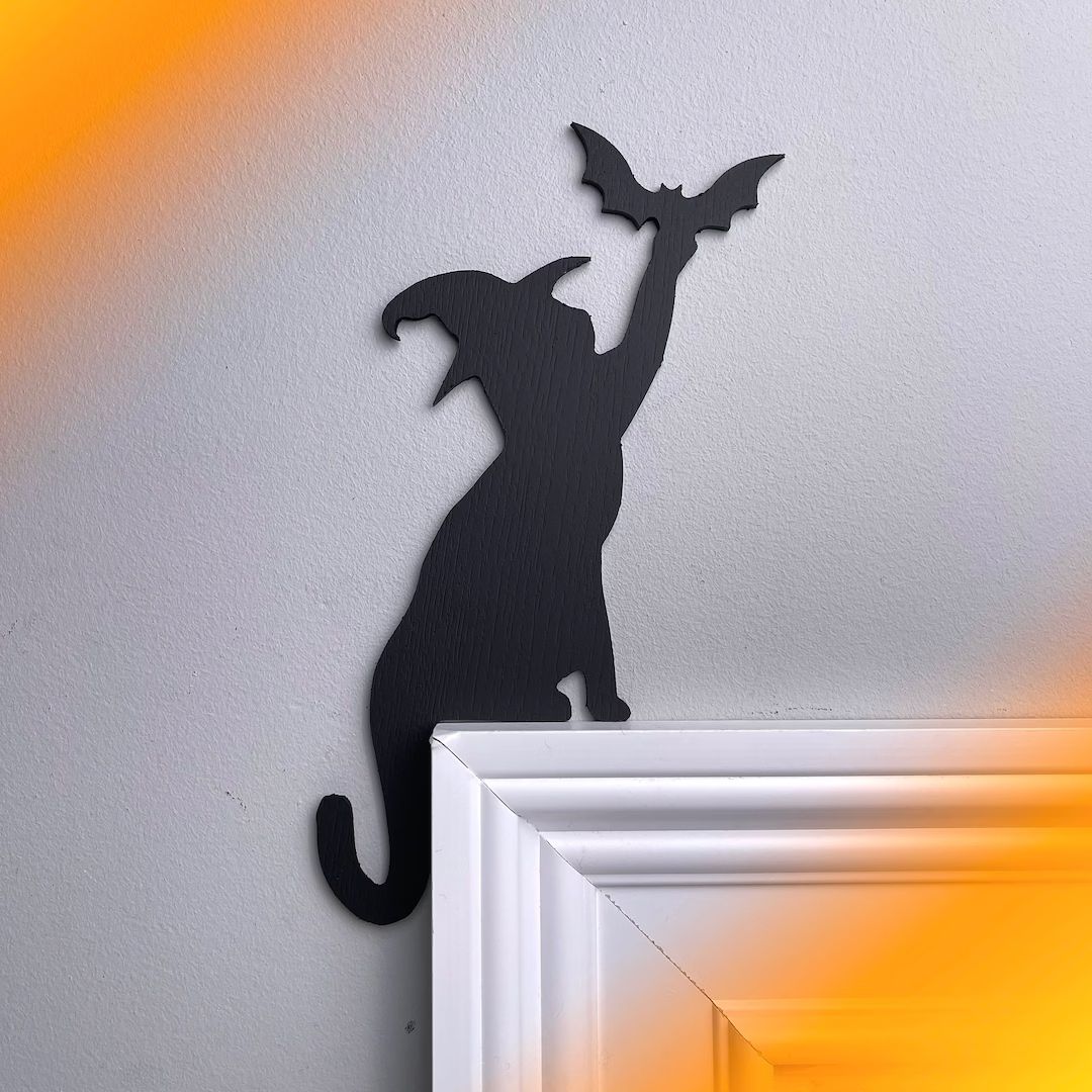 Witch Black Cat Bat Door Topper Black Cat Decor Witch Cat - Etsy | Etsy (US)