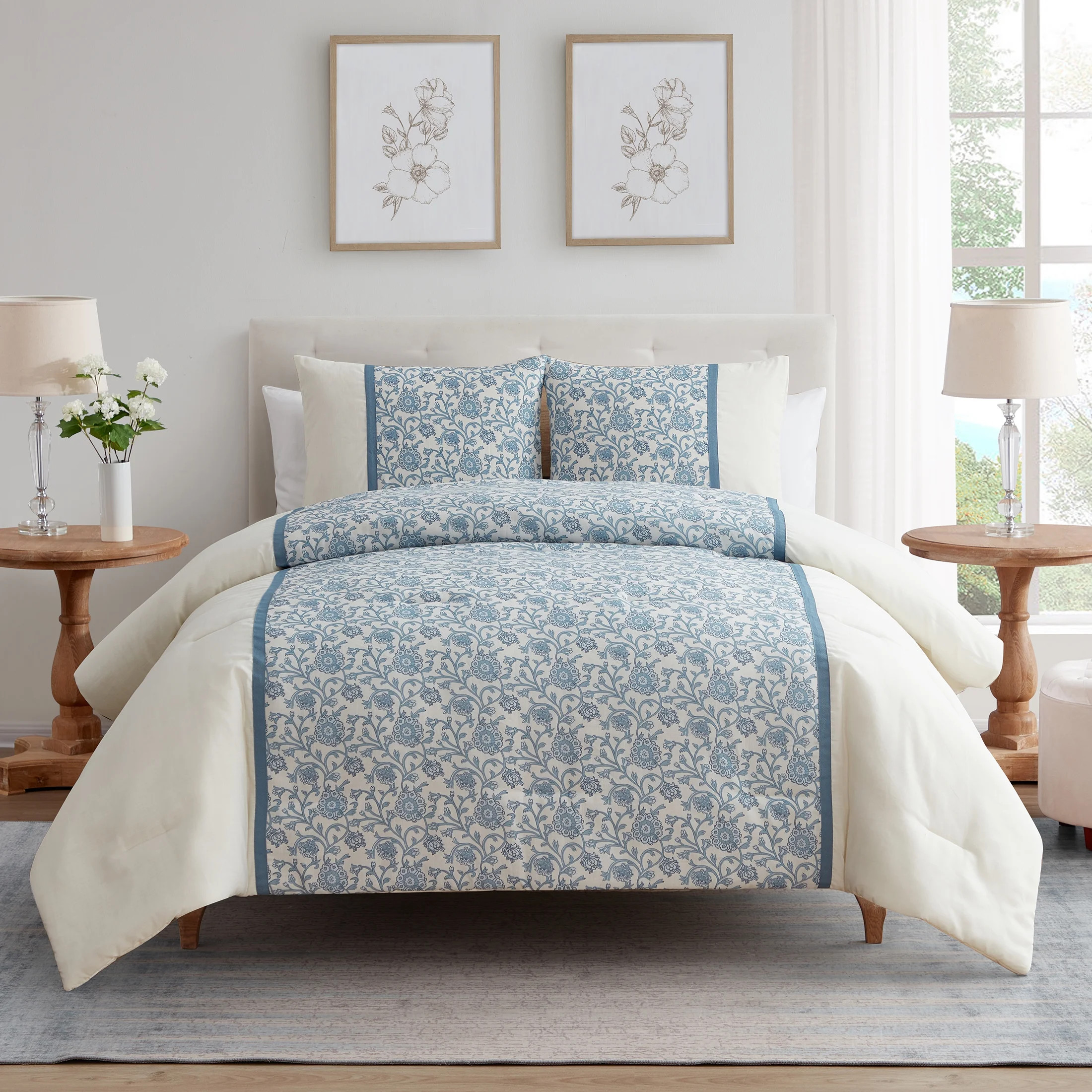 My Texas House Zinnea Multicolor Floral Poly-Linen 3-Piece Comforter Set, King - Walmart.com | Walmart (US)