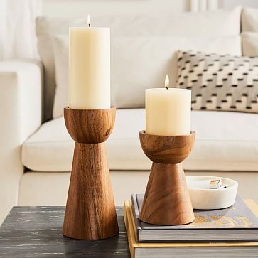 Pure Wood Pillar Candle Holders | West Elm (US)