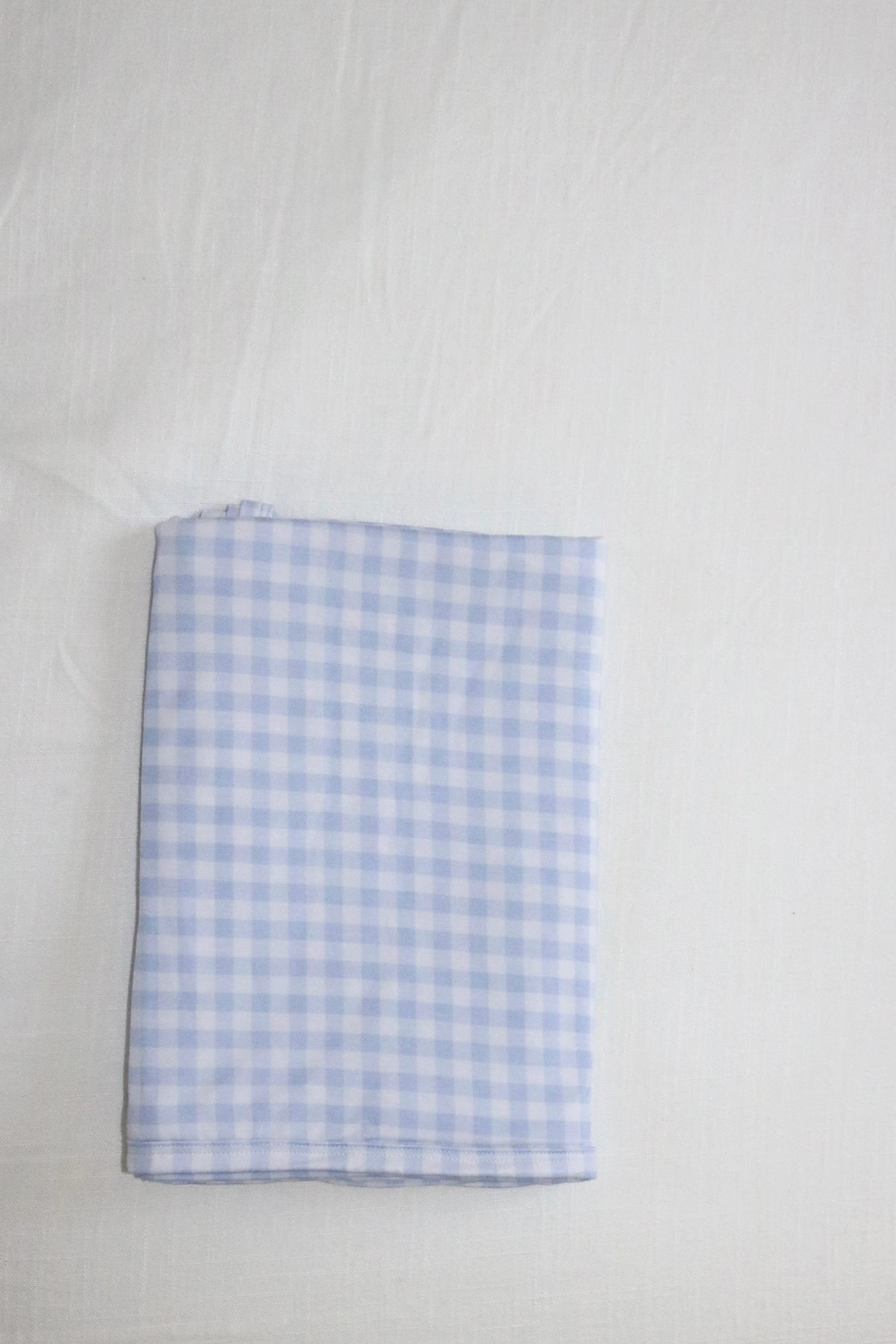 Bamboo Baby Swaddle Blanket & Hat in Blue Gingham | waverles