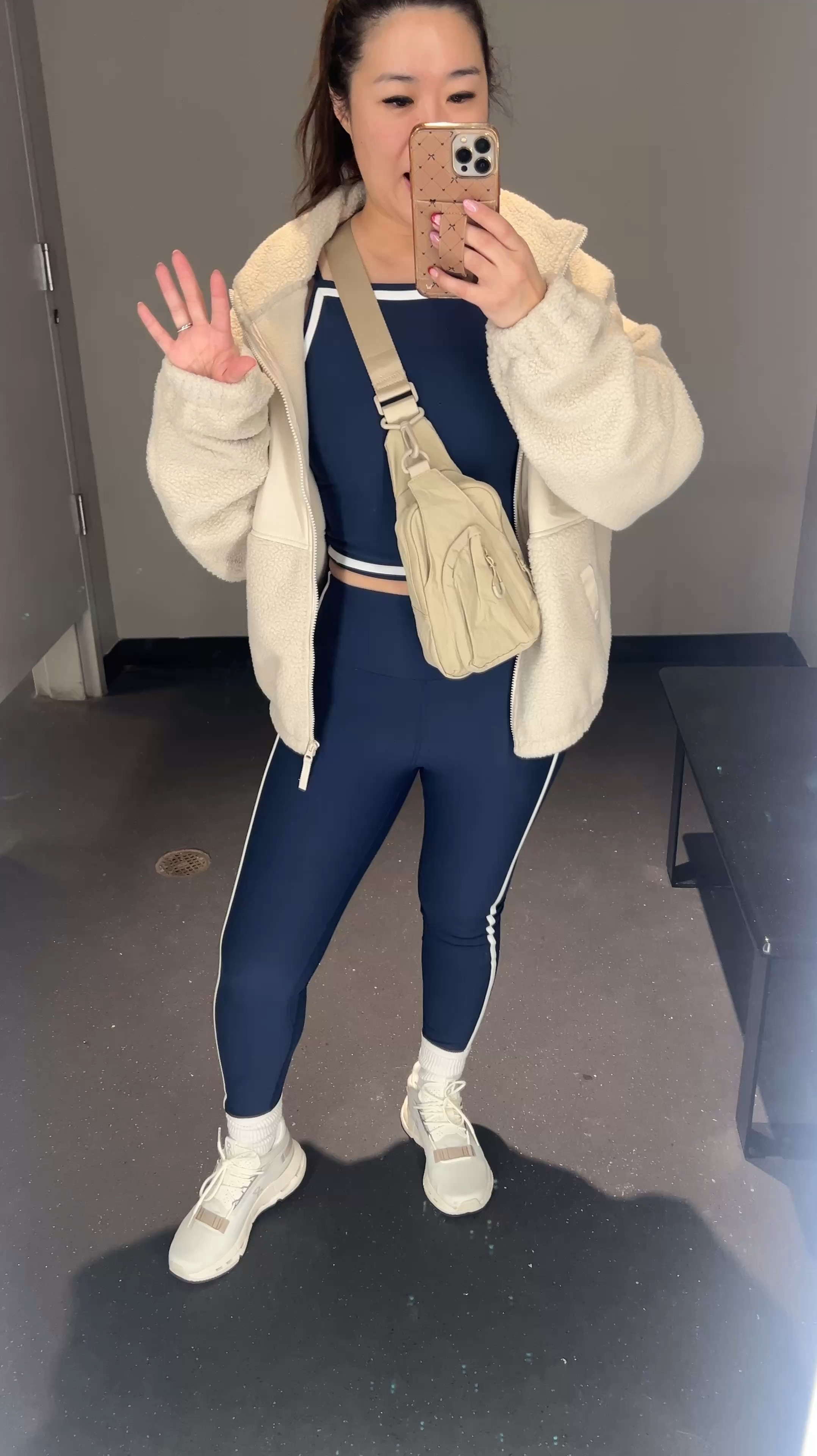 Workout Outfit 
Tank: Medium
Leggings: Medium
Blogilates Jacket: Medium
On Cloudnova 4 Sneakers 