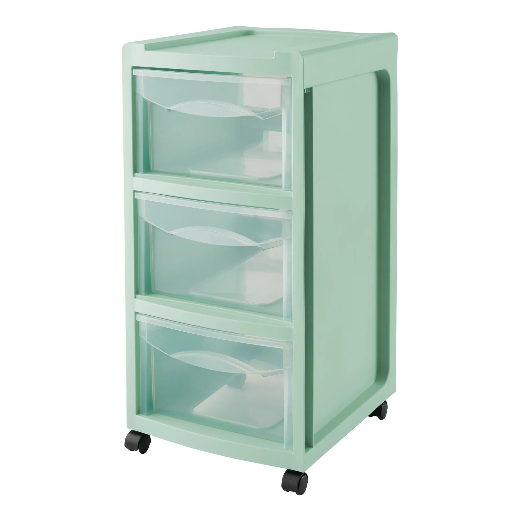 Mainstays Medium 3-Drawer Plastic Storage Cart with Wheels in Classic Mint | Walmart (US)