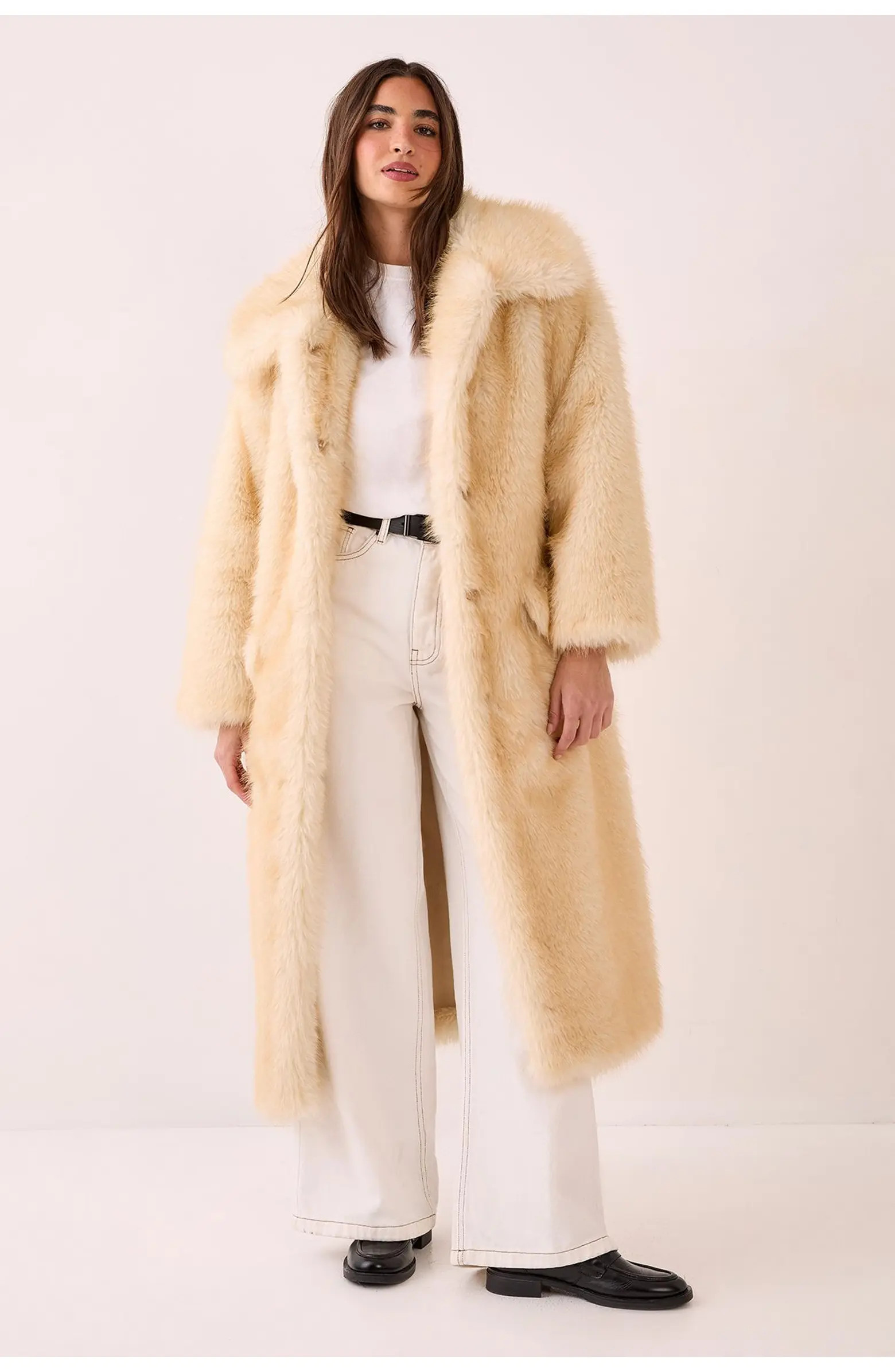 NASTY GAL Belted Tipped Faux Fur Coat | Nordstrom | Nordstrom