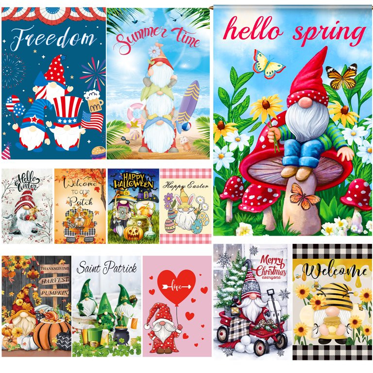 Ayieyill Seasonal Garden Flags Set of 12 Double Sided 12 x 18 inch Yard Flags, Small Garden Flags... | Walmart (US)