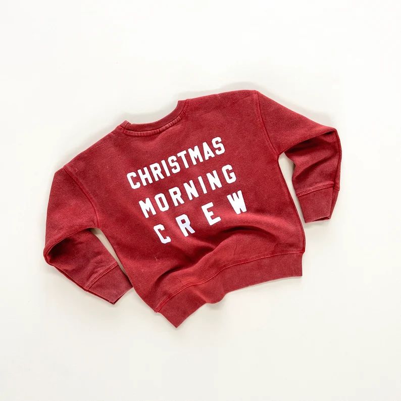 Christmas Morning Crew Child Comfort Crewneck - Acid Wash Red | Christmas Morning Crew | Baby Chr... | Etsy (US)