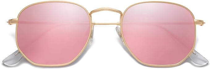SOJOS Square Polarized Sunglasses for Women Men Small Hexagonal Polygon Mirrored Lens SJ1072 | Amazon (US)