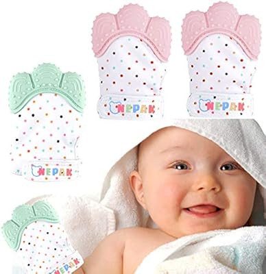 NEPAK 4 Pcs Soothing Teething Mitten,Silicone Teething Mitt,Stimulating Teether Toy,Self Soothing... | Amazon (US)