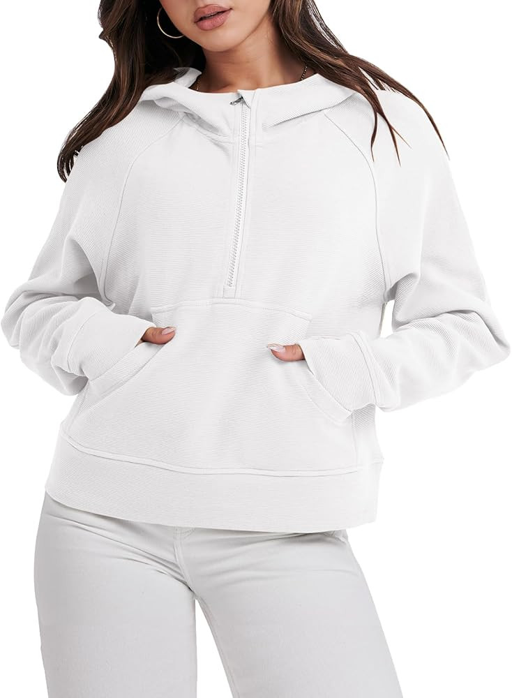 ANRABESS Half Zip Sweatshirts Cropped Hoodies Fleece Womens Quarter Zip Up Pullover Sweaters Fall... | Amazon (US)