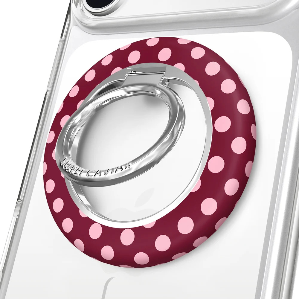 Raspberry Polka Dot MagSafe Grip Ring | Velvet Caviar