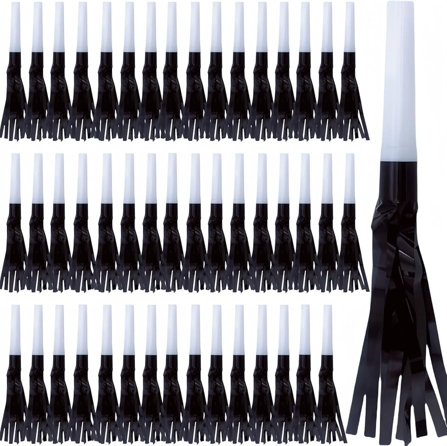 Party Blowers Metallic Fringed Noise Makers, 48 Pcs, Black, for Baby Shower, Kids Birthday, New Y... | Amazon (US)