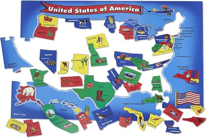 Melissa & Doug USA Map Floor Puzzle (51 pcs, 2 x 3 feet), Multi | Amazon (US)