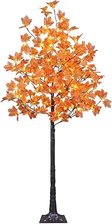 LIGHTSHARE 6FT 120LED Artificial Lighted Maple Tree Warm White Fall Decorations Indoor Ourdoor, O... | Amazon (US)