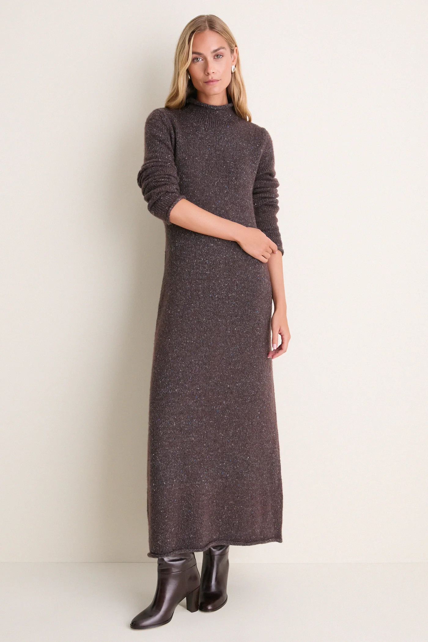 Brown Speckled Merino Blend Burton Sweater Dress | Tuckernuck (US)