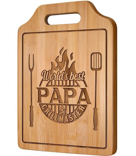 AceThrills Papa Gifts for Papa Fathers Day Gift from Grandkids for Birthday, Father‘s Day - Engraved Bamboo Cutting Board 12.3"L x 8.7"W x 0.4"Th | Amazon (US)