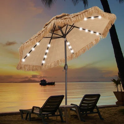 Wade Logan® Carachure Lighted Hawaiian Style Thatched Umbrella & Reviews | Wayfair | Wayfair North America