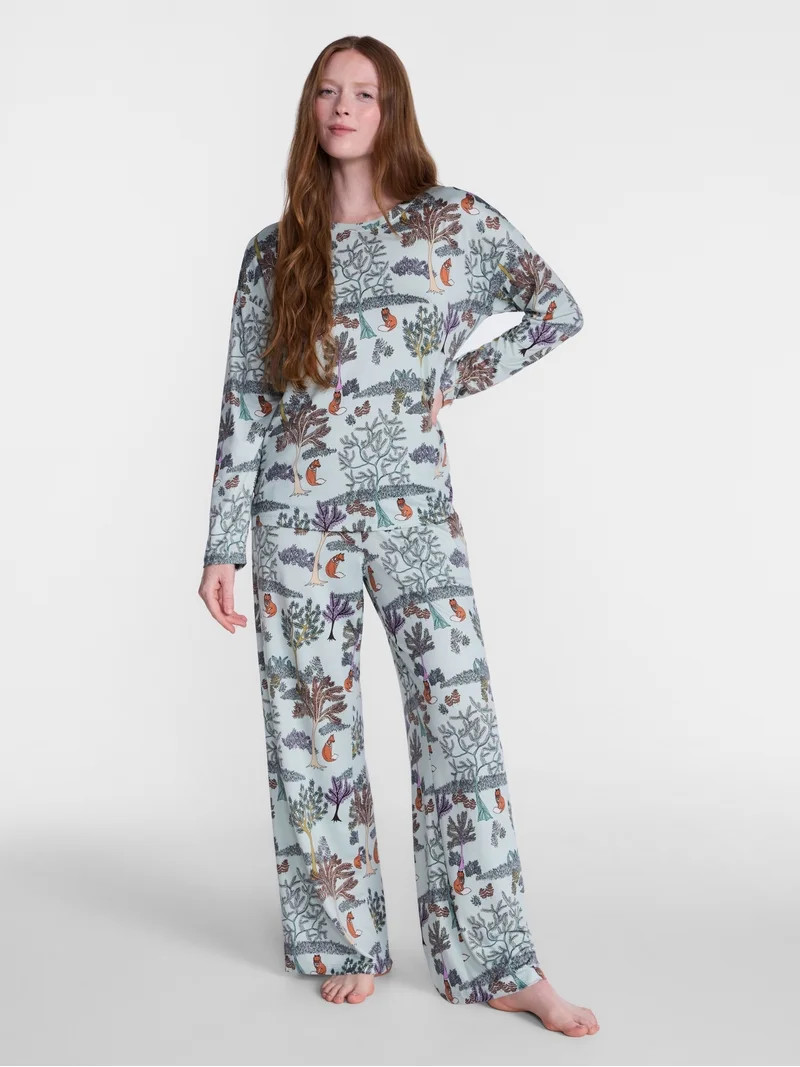 Joyspun Women's Dreamy Soft Collection Sleep Top and Pants, 2-Piece Set, Sizes XS-3X | Walmart (US)