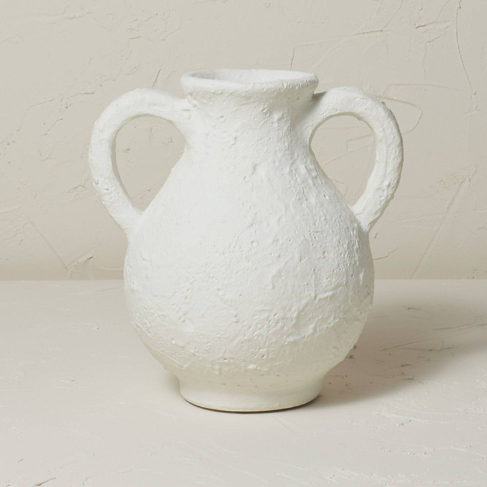 9.5"" x 9"" Terracotta Vase with Handle Chalk White - Opalhouse designed with Jungalow | Target