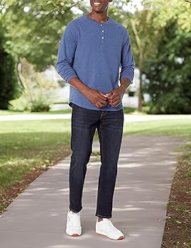 Amazon Essentials Men's Regular-Fit Long-Sleeve Henley Shirt (Available in Big & Tall) | Amazon (US)