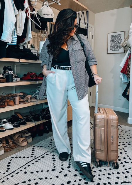 Midsize comfy travel outfit Wearing an xl in the stretch waist trousers Large in my fave cropped tank Adidas Sneakers are tts

#LTKSeasonal #LTKstyletip #LTKmidsize