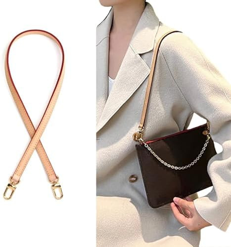 Jjiesinlov Genuine Vachetta Leather Replacement Bags Thin Short Purse Strap Shoulder Straps for M... | Amazon (US)