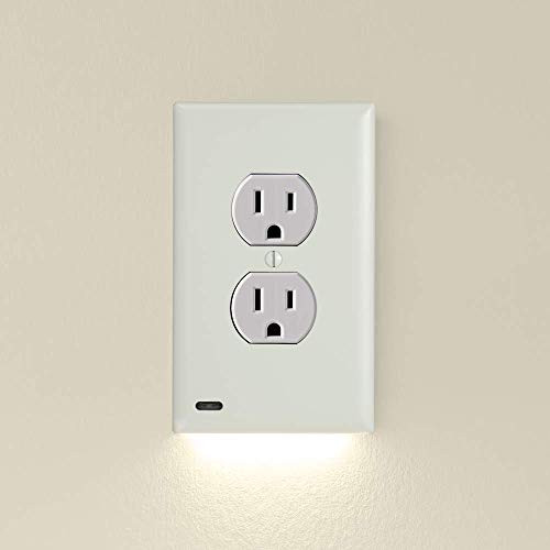 Single - SnapPower GuideLight 2 [For Duplex Outlets] - Replaces Plug-In Night Light - Electrical Receptacle Wall Plate With LED Night Lights - Auto On/Off Sensor - (Duplex, Light Almond) | Amazon (US)