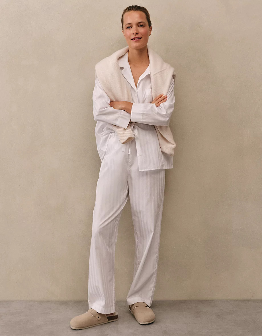 Classic Cotton Sateen Stripe Pyjama Set | Pyjamas | The  White Comp... | The White Company UK & ROW