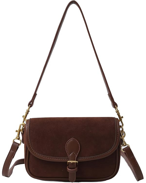 Suede Hobo Crossbody Bags for Women - Small Handbags with Shoulder Strap | Amazon (US)