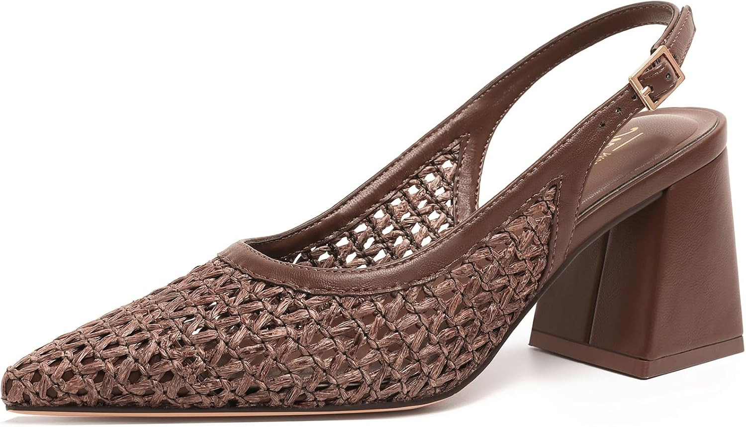 Mostrin Block Slingback Heels for Women Pointed Closed Toe Chunky Heels Office Work Shoes Women's Pumps for Business Casual | Amazon (US)