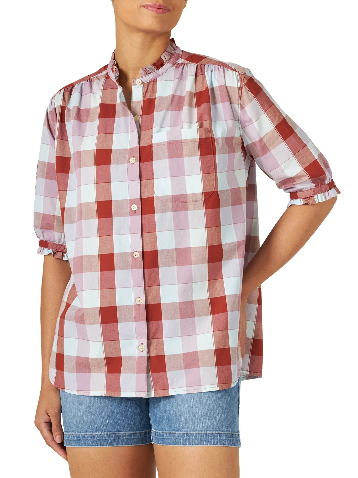 Lee Women's All Purpose Short Sleeve Ruffle Neck Top | Walmart (US)